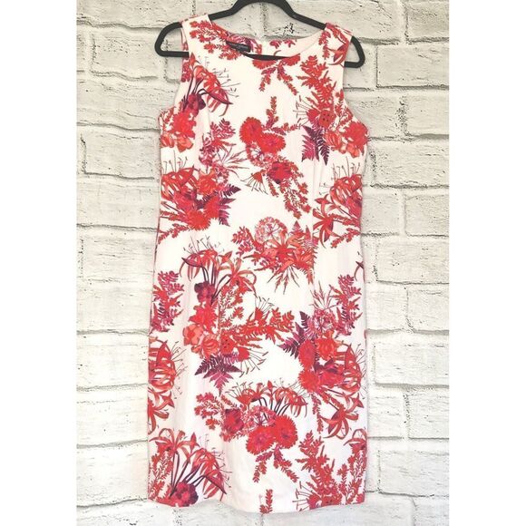 Mario Serrani White Red Purple Pink Women's Size 12 Sleeveless Shift Dress - Picture 1 of 7